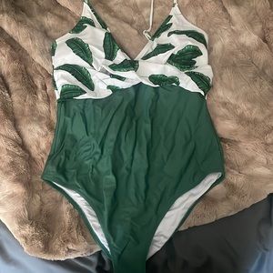 Banana Leaf Twist-Front One Piece Swimsuit